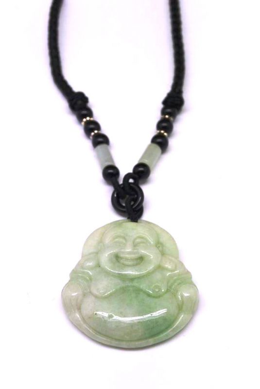 Anhänger aus Jade Kaiser grün Groß Lachender Buddha 2