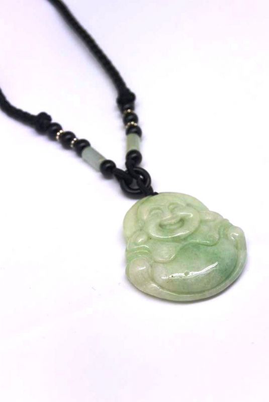 Anhänger aus Jade Kaiser grün Groß Lachender Buddha 4