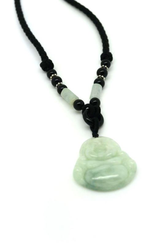 Anhänger aus Jade - Lachender Buddha - Grün Transparent 2