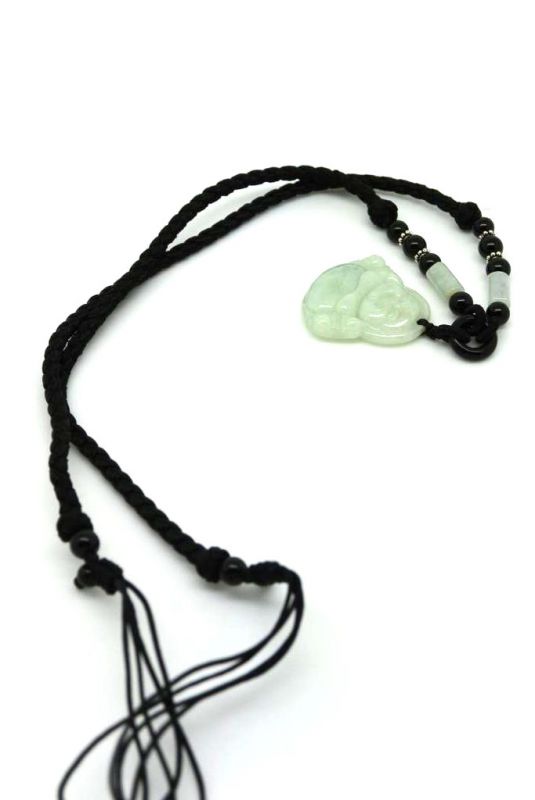 Anhänger aus Jade - Lachender Buddha - Grün Transparent 3