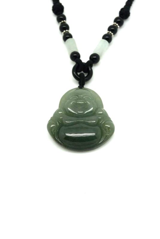 Anhänger aus Jade - Lachender Buddha - Kaiser grün 2
