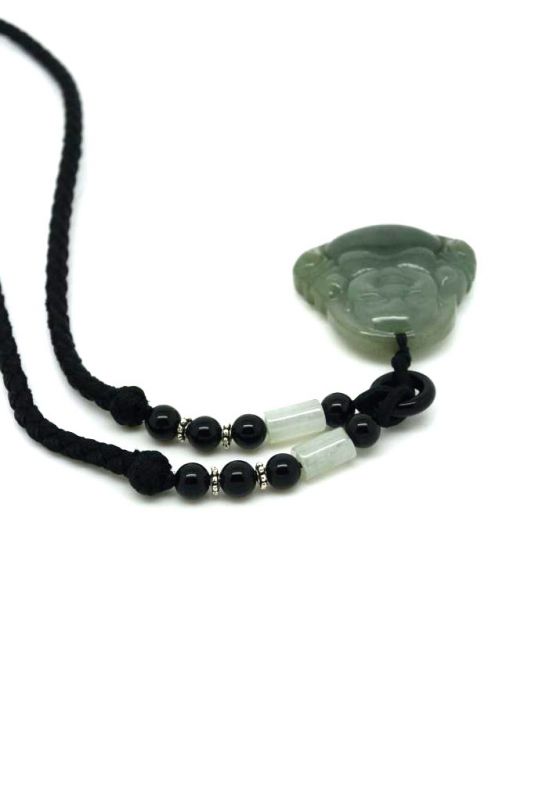 Anhänger aus Jade - Lachender Buddha - Kaiser grün 3