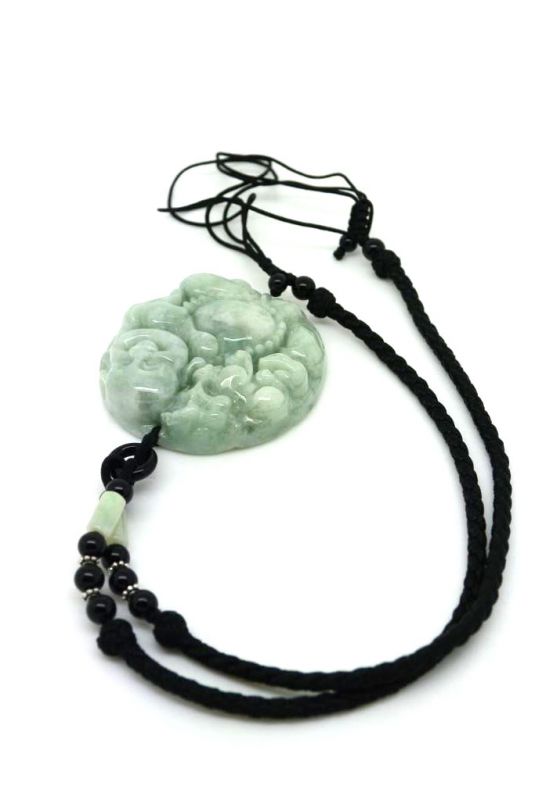 Anhänger aus Jade - Lachender Buddha - Smaragdgrün 4