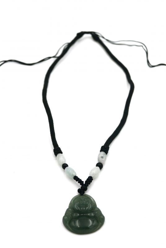 Anhänger aus Jade - Lachender Buddha Smaragdgrün 2