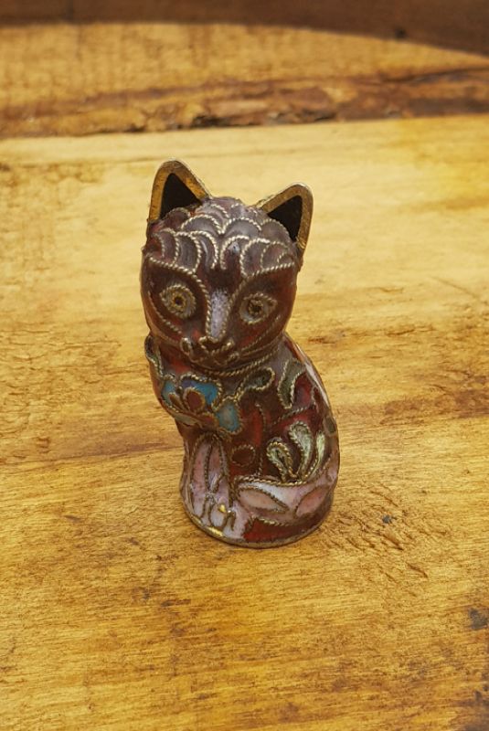 Animal de Cloisonne Chino - Gato rojo 1