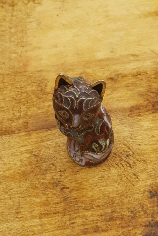 Animal de Cloisonne Chino - Gato rojo 2