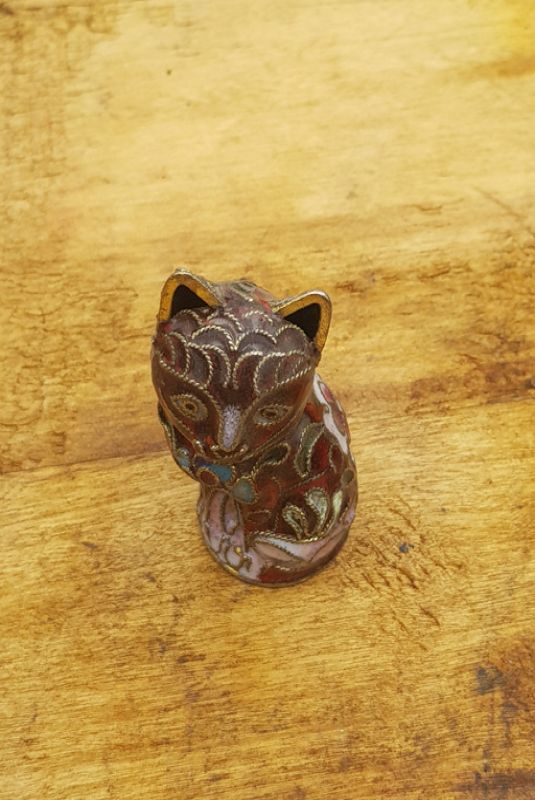 Animal de Cloisonne Chino - Gato rojo 3