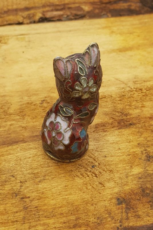 Animal de Cloisonne Chino - Gato rojo 4