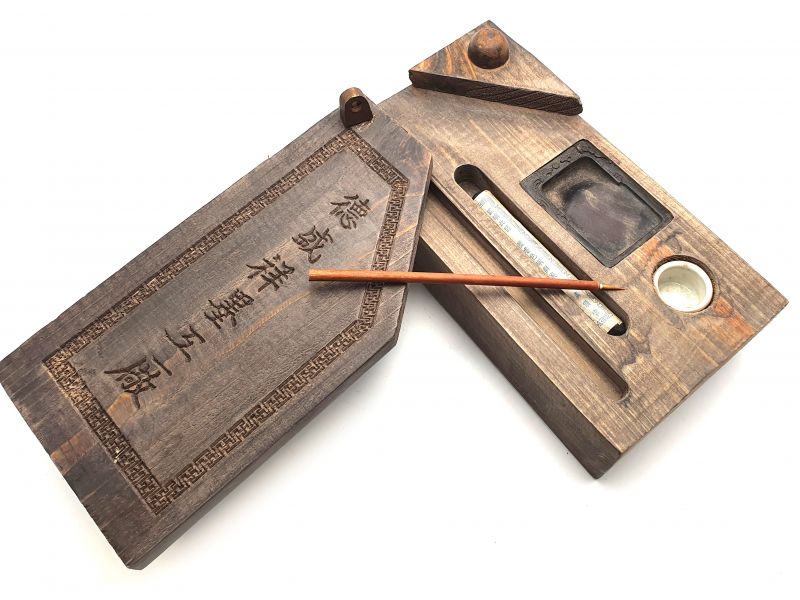 Antigua caja china - caja de caligrafía - Era de Mao 1
