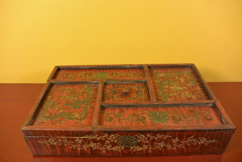 Antigua Caja China grabado mano - Rojo 1