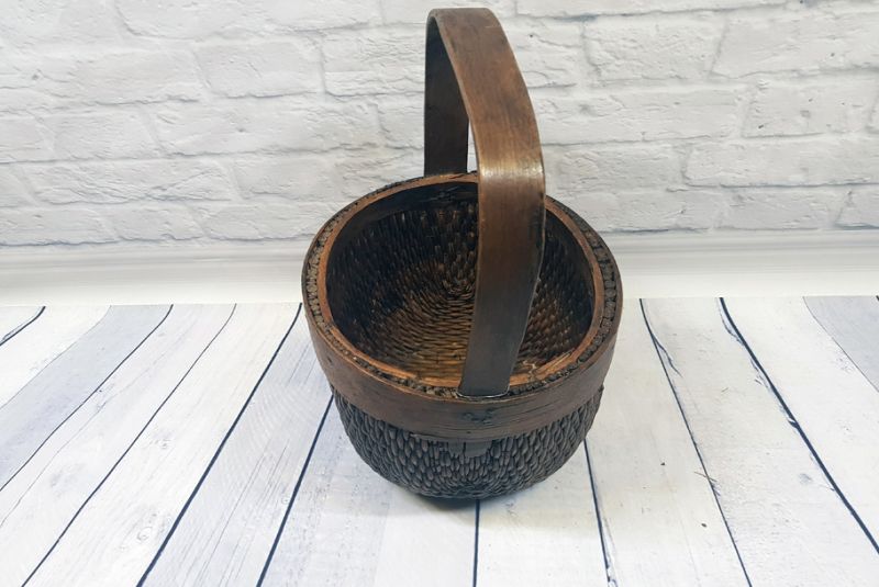 Antigua Caja China trenzado a mano - Cestería - Canasta vieja 2