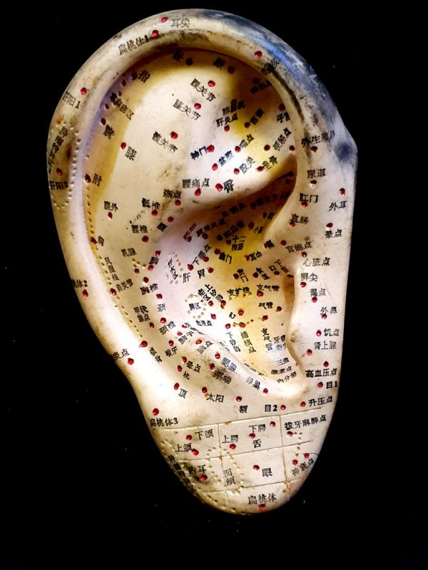Haga clic en la imagen para ampliar Antigua estatua de acupuntura china - Plástico - Oreja grande 1