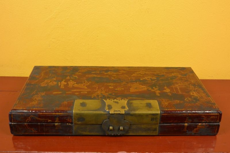 Antigua Laca China Caja de la dinastía Qing 1