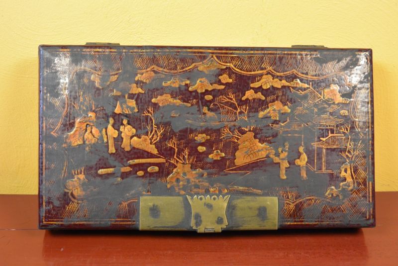 Antigua Laca China Caja de la dinastía Qing 3