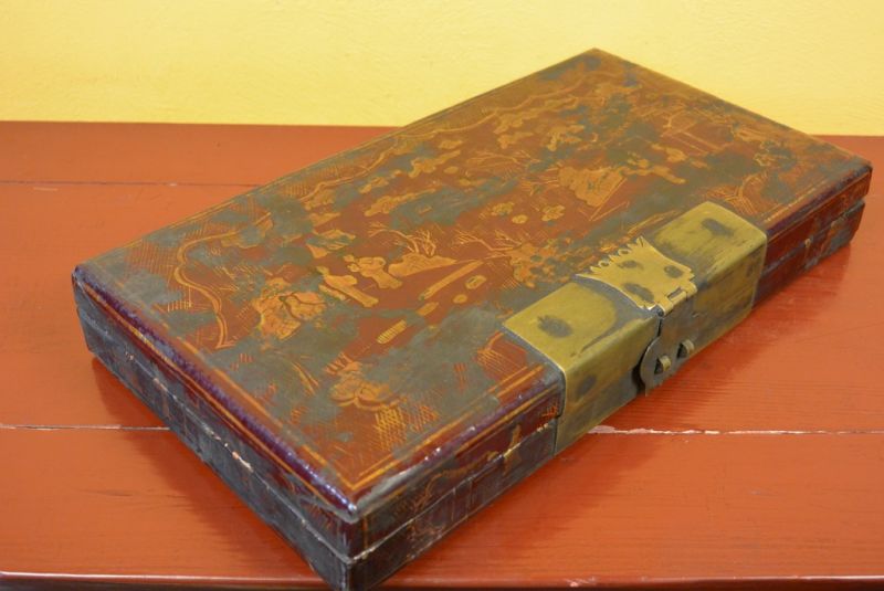 Antigua Laca China Caja de la dinastía Qing 4