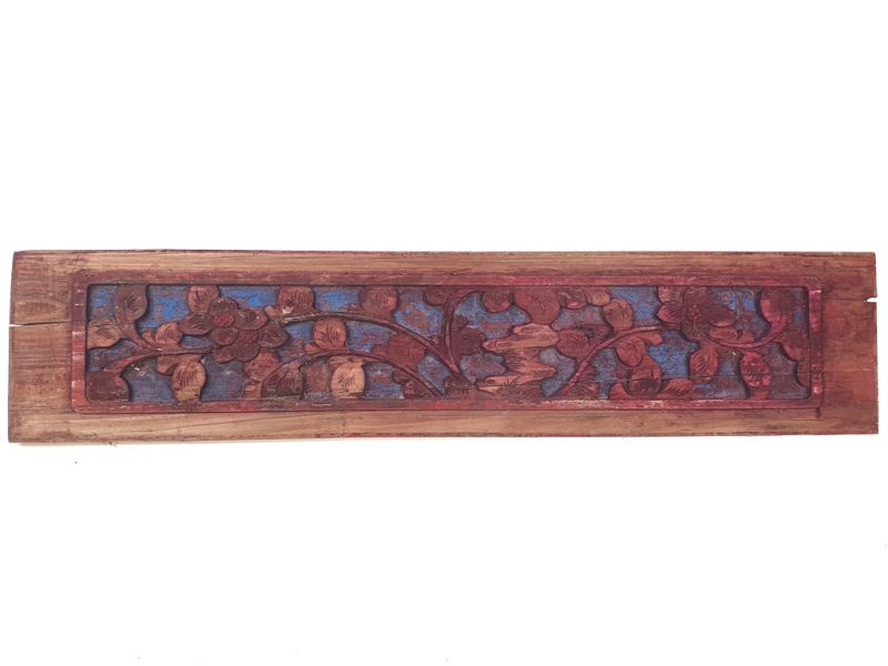 Antigua Placa de Madera - Dinastía Qing - Chino - Flores 1