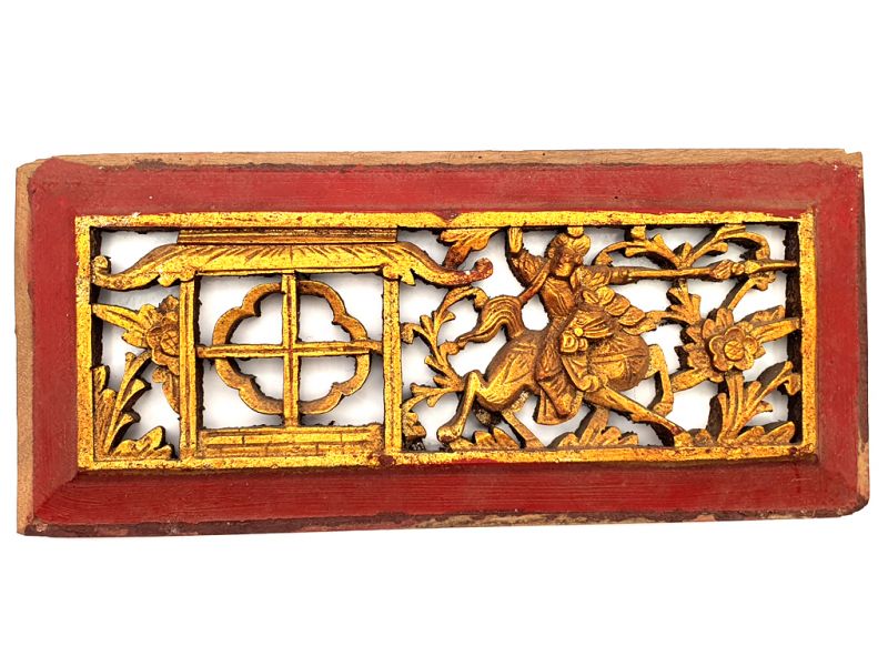Antigua Placa de Madera - Dinastía Qing - el caballero 1