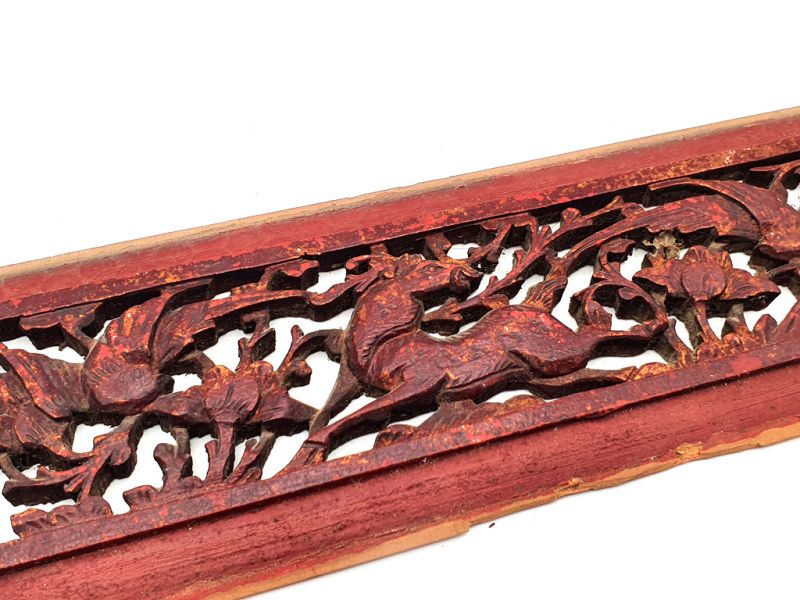 Antigua Placa de Madera - Dinastía Qing - El caballo y los dos pájaros. 2