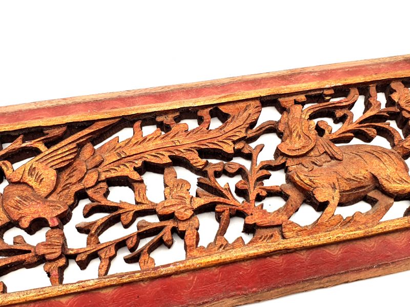 Haga clic en la imagen para ampliar Antigua Placa de Madera - Dinastía Qing - El fénix y el animal mágico 2