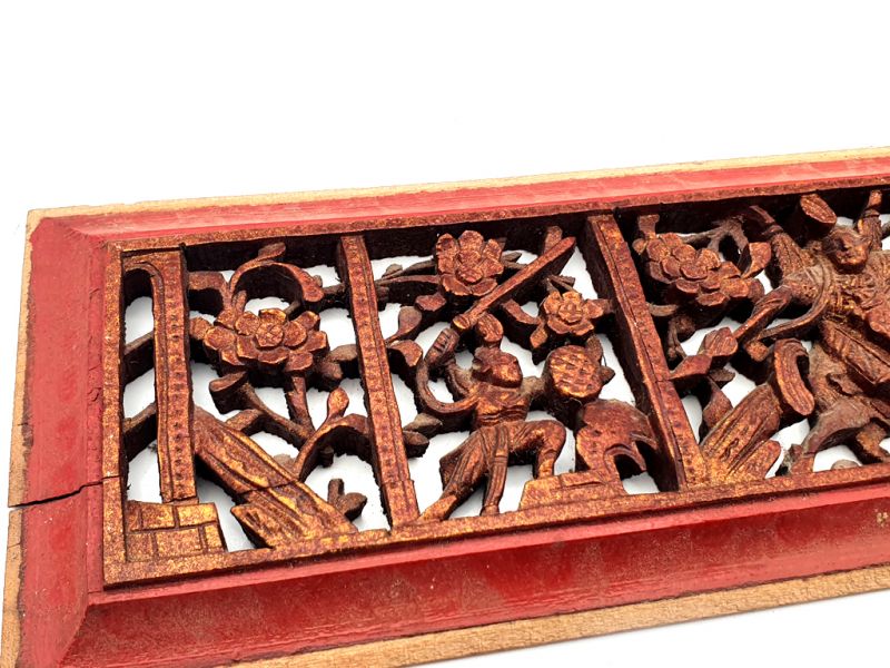 Antigua Placa de Madera - Dinastía Qing - El guerrero y el jinete 2