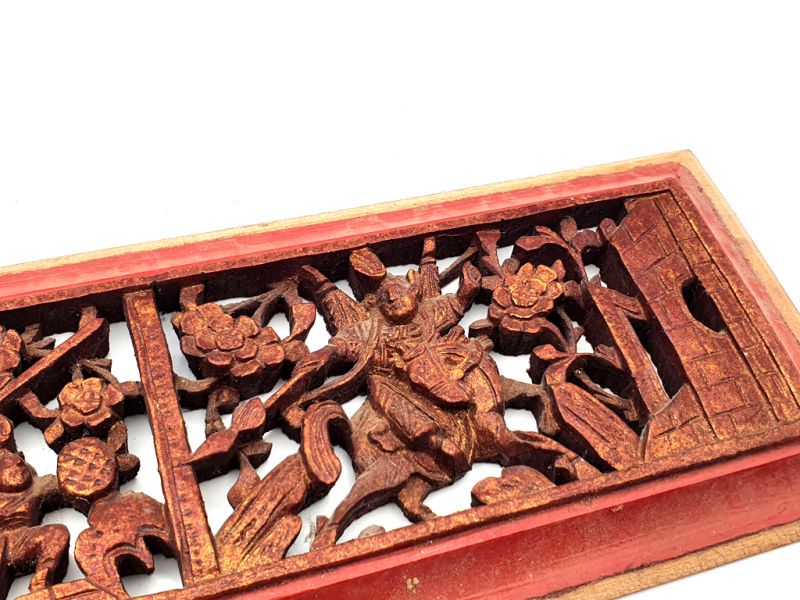 Antigua Placa de Madera - Dinastía Qing - El guerrero y el jinete 3