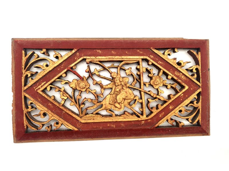 Antigua Placa de Madera - Dinastía Qing - El jinete de los cerezos 1