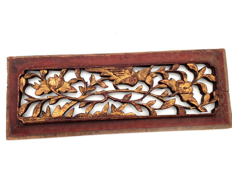Antigua Placa de Madera - Dinastía Qing - el pájaro en el árbol 1
