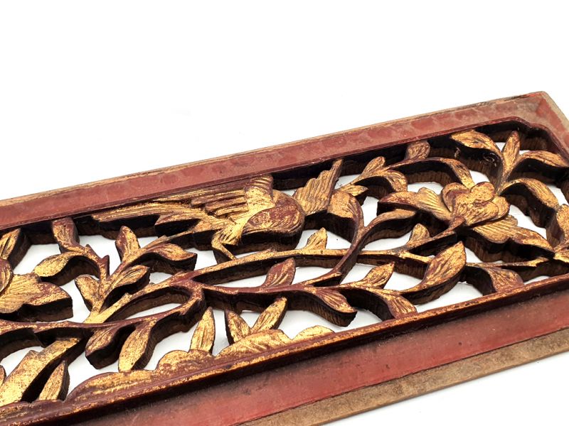 Antigua Placa de Madera - Dinastía Qing - el pájaro en el árbol 2