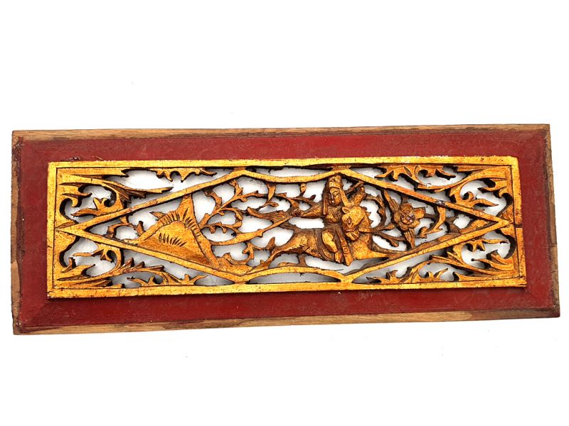 Antigua Placa de Madera - Dinastía Qing - El samurái en su caballo 1