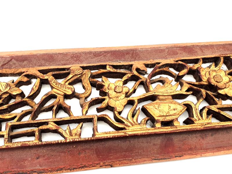 Antigua Placa de Madera - Dinastía Qing - Las flores del jardín del emperador. 2