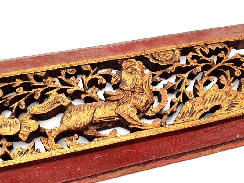 Haga clic en la imagen para ampliar Antigua Placa de Madera - Dinastía Qing - Leones de Fu 2