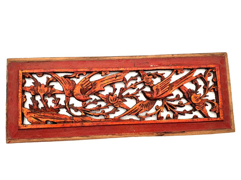 Antigua Placa de Madera - Dinastía Qing - Pájaros 1
