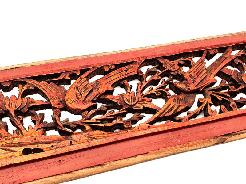 Antigua Placa de Madera - Dinastía Qing - Pájaros 2