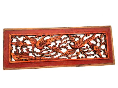 Antigua Placa de Madera - Dinastía Qing - Pájaros Antigua Placa de Madera - Dinastía Qing - Pájaros