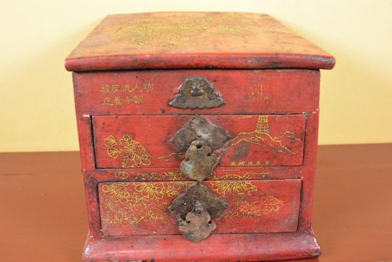 Antiguo Arcón Chino Caja de Maquillaje 4