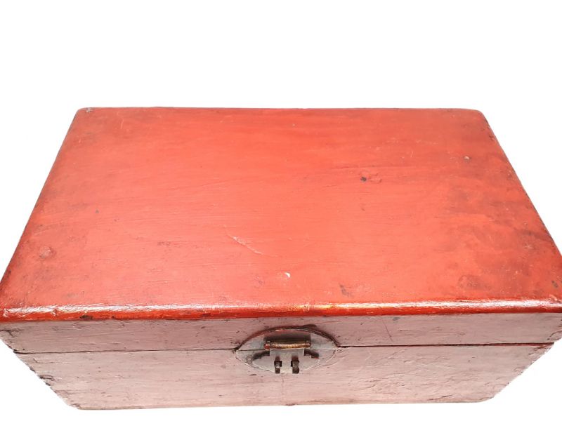 Antiguo Arcón Chino Cofre chino rojo grande 3
