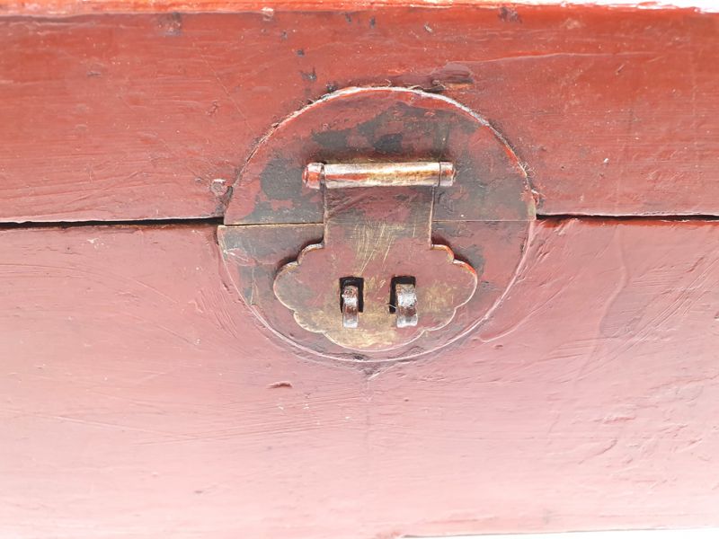 Antiguo Arcón Chino Cofre chino rojo grande 4