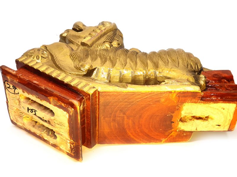 Antiguo Leones de Fu en madera - Familia 5