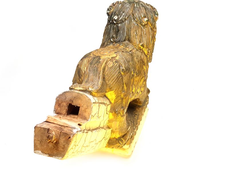 Antiguo Leones de Fu en madera - Protector guardián 4