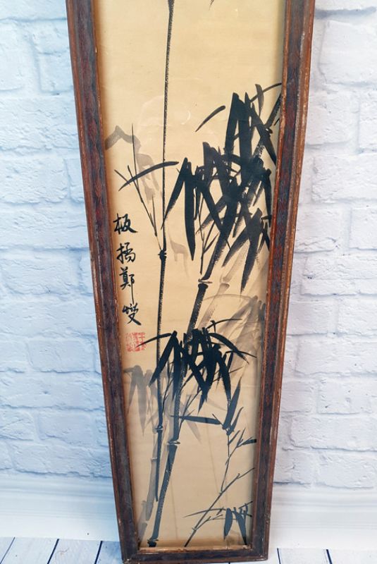 Antiguo marco de madera chino - Pintura - Bambú 3 3