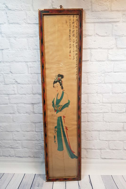 Antiguo marco de madera chino - Pintura - Diosa china 2 1
