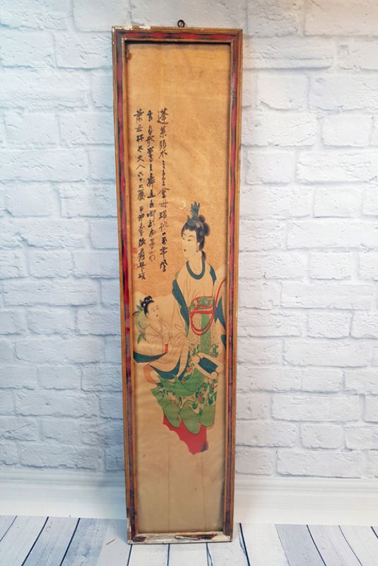 Antiguo marco de madera chino - Pintura - Diosa china 4 1