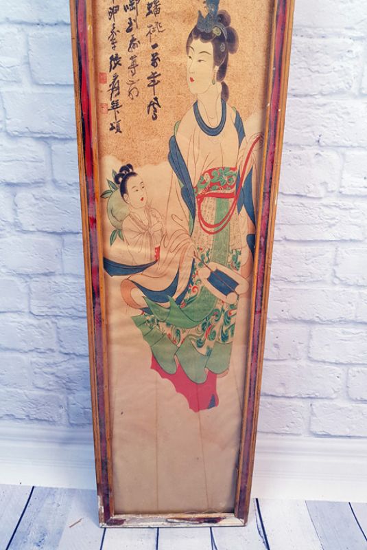 Antiguo marco de madera chino - Pintura - Diosa china 4 3