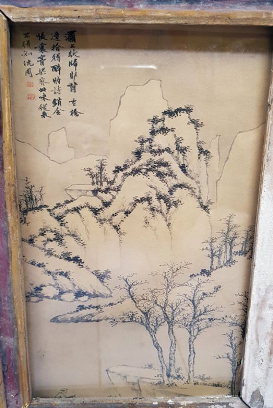 Antiguo marco de madera chino - Pintura - el árbol 2