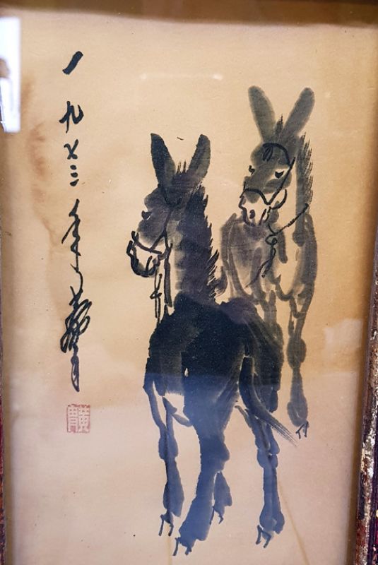 Antiguo marco de madera chino - Pintura - El burro chino 2