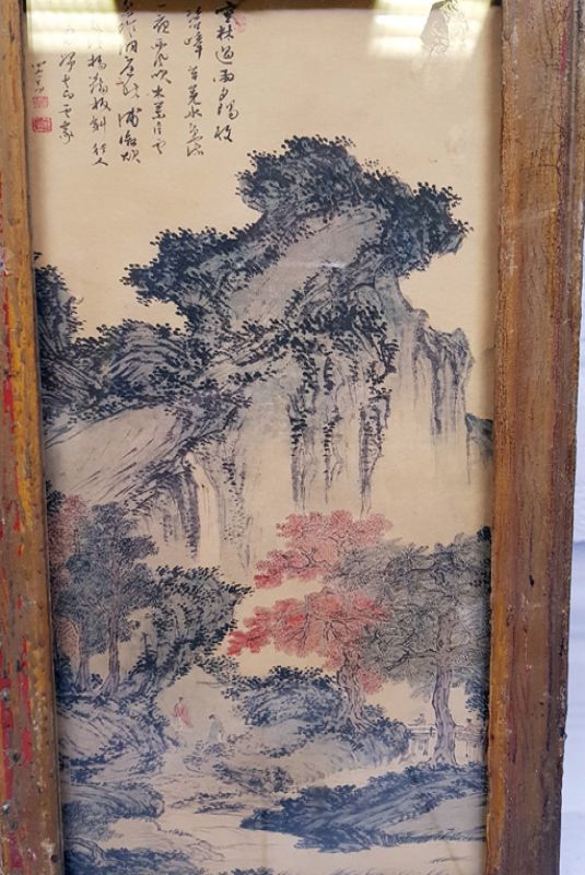 Antiguo marco de madera chino - Pintura - La montaña de jade 2
