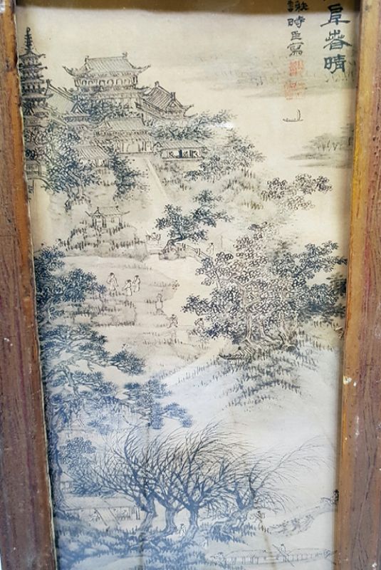 Antiguo marco de madera chino - Pintura - Paisaje de china 2