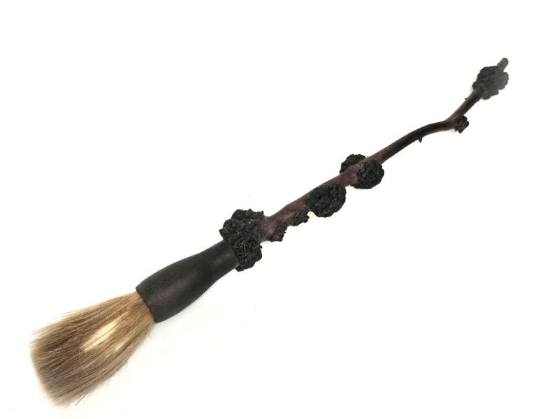 Haga clic en la imagen para ampliar Antiguo pincel decorativo de madera de cerezo tallada - 64cm 1