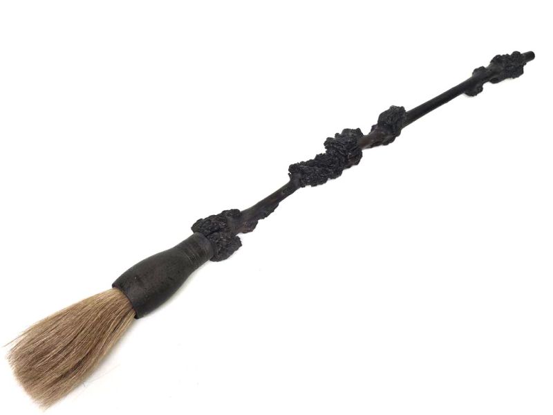 Haga clic en la imagen para ampliar Antiguo pincel decorativo de madera de cerezo tallada - 68cm 1