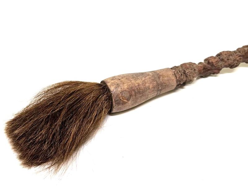 Antiguo pincel decorativo de madera de cerezo tallada - 71cm 2